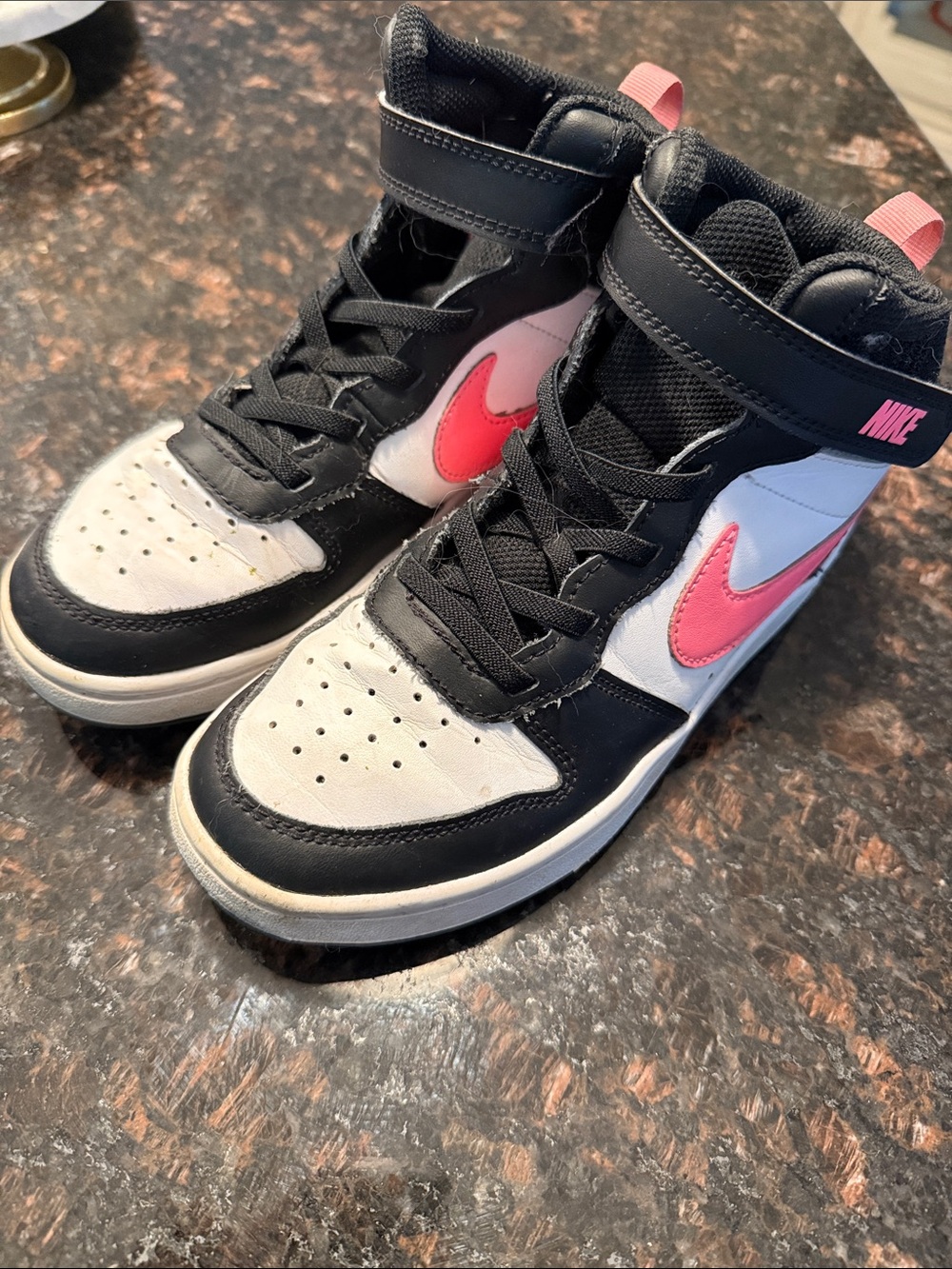 Nike Kids High-Top Sneakers - Black, White & Pink Accent